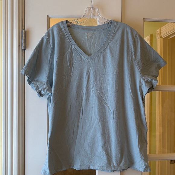 NWOT 3X Calvin Klein Performance Light green Blue V-Neck Tee Shirt Top - Picture 2 of 4